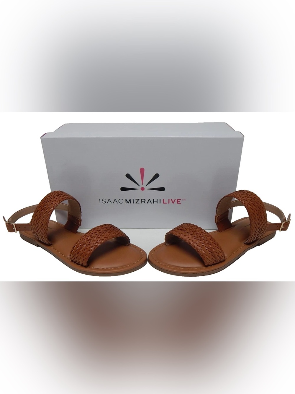 Isaac Mizrahi Cognac Woven Double-Strap Slide Sandals